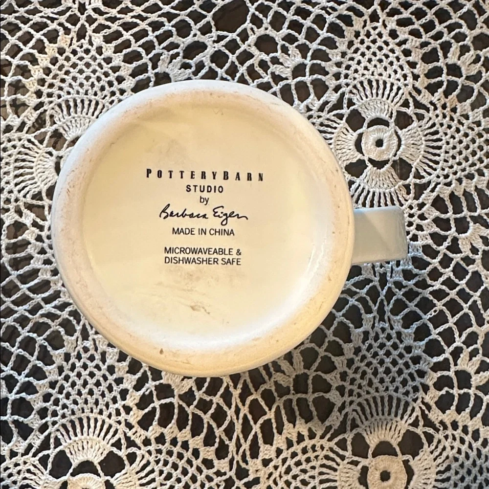 Pottery Barn Studio Cream Coffee Tea Mug by Barbara Eigen